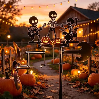 🔥HOT SALE 49% OFF💀🎃Halloween Skeleton Metal Drummer Kinetic Wind Spinner-✈️ (Free Delivery Fee)