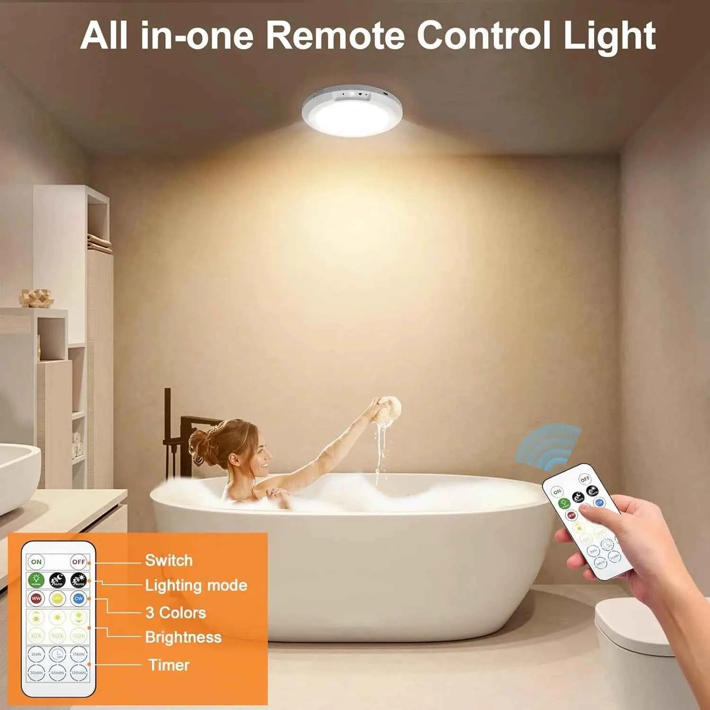 ✨ Motion Sensor Ceiling Light | Remote Control Rechargeable Lamp