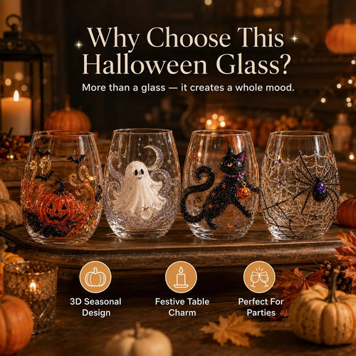 🔥LAST DAY 40% OFF - 🎃 3D Halloween Artisan Glass Cups, Festive Parties & Cozy Fall Home Bar Vibes