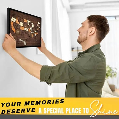 🤩Last Day - 50% OFF| 🌎️🧩3D Wooden USA Map Puzzle: Interactive Travel Tracker Wall Art🗺️