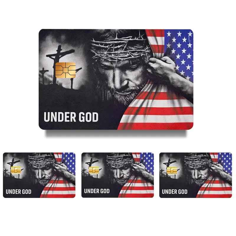 🔥 Buy 1 Get 1 FREE – Faith & Patriot Credit Card Sticker Set ✝️🇺🇸