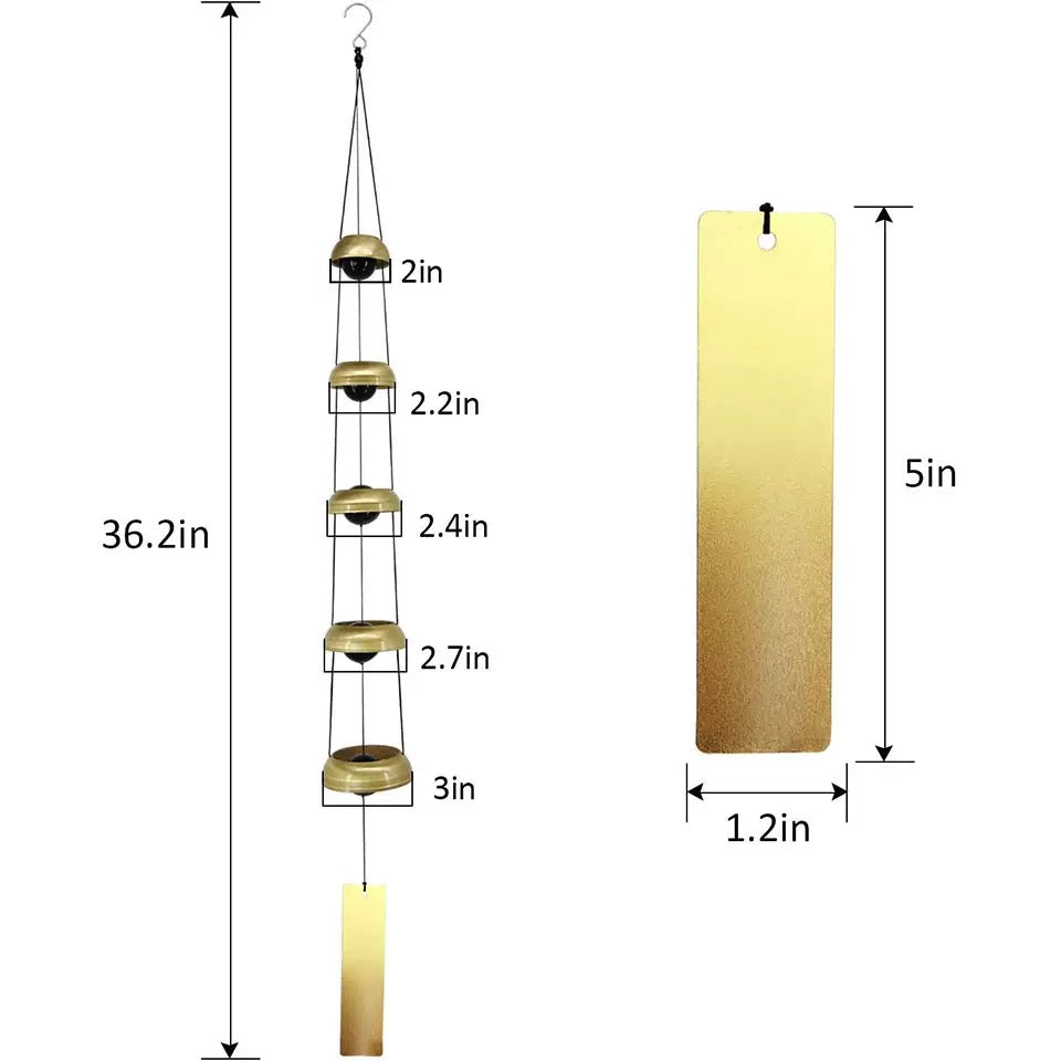 🔔 Quintet Brass Wind Chimes (35-inch)