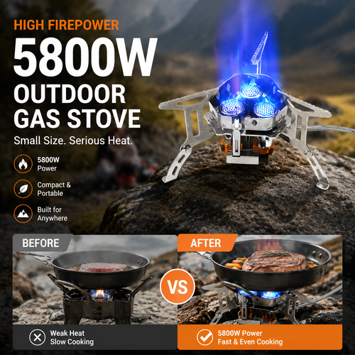 ⛺️Summer New Arrive🔥50% OFF !!⏰Camping Gas Burner – 5800W, Piezo Ignition, Windproof 🔥