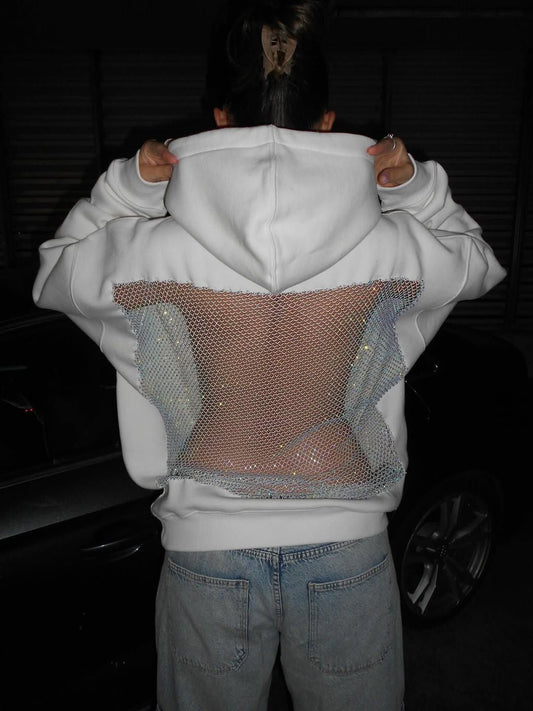 💥 50% OFF Final Sale – Crystal Mesh Hoodie ✨