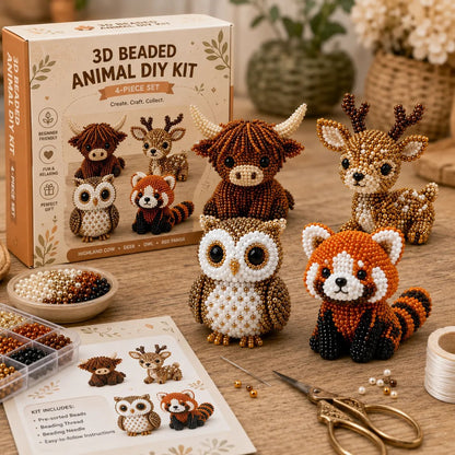 🧵✨ Tiny 3D Beaded Animal DIY Kit – Turn Tiny Beads Into Treasured Handmade Animals, Great for Cozy Afternoons & Thoughtful Gifts