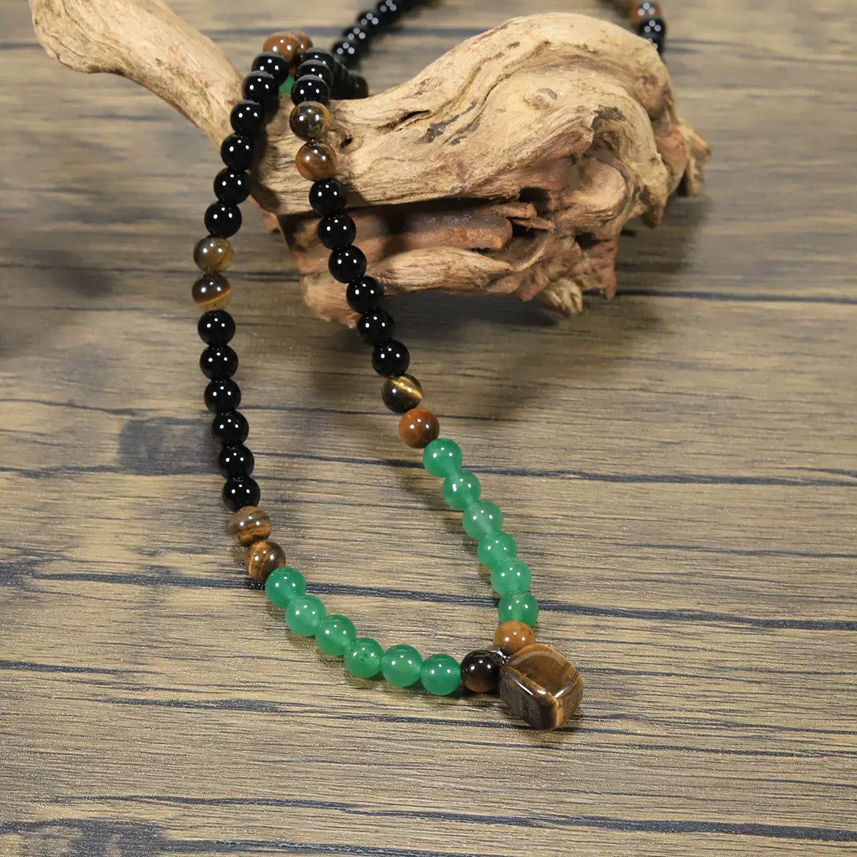 ✨ Money Attraction Necklace With GreenAventurine & Tiger Eye Pendant Healing Crystal Stone