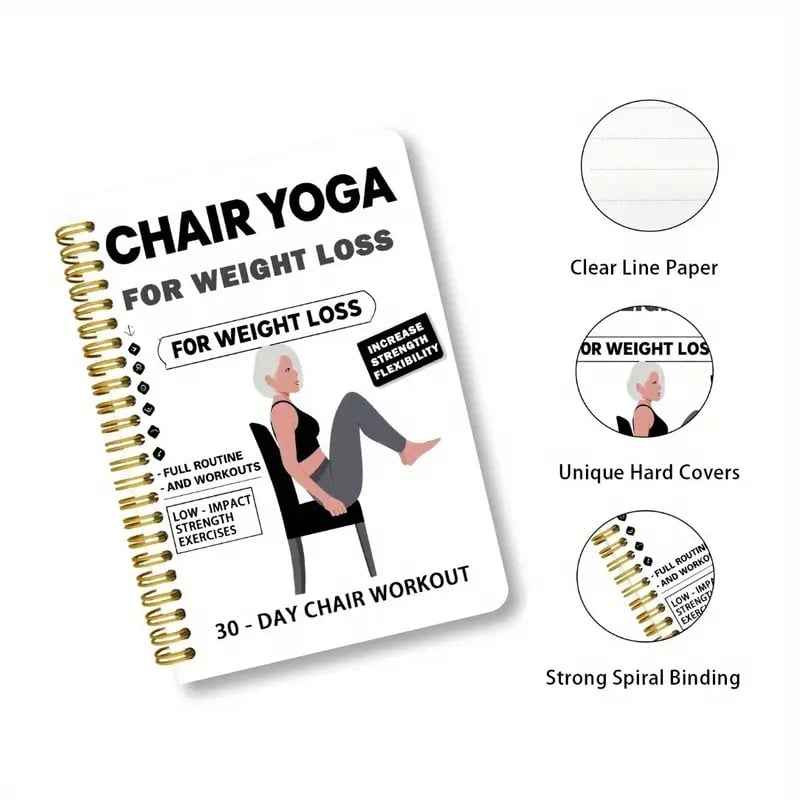 🔥30-Day Chair Yoga Weight Loss Spiral-Bound Notebook & Step-by-Step Exercise Guide - At-Home Fitness Journal
