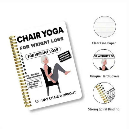 🔥30-Day Chair Yoga Weight Loss Spiral-Bound Notebook & Step-by-Step Exercise Guide - At-Home Fitness Journal