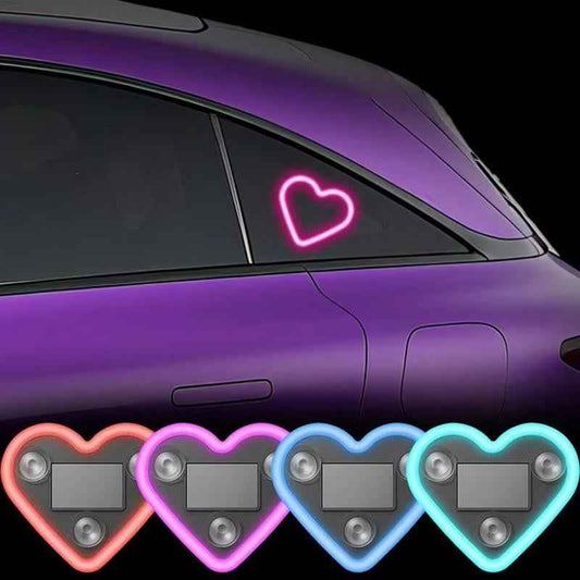 🔥 Solar Powered Wireless LED Heart Shape C-Pillar Neon Light