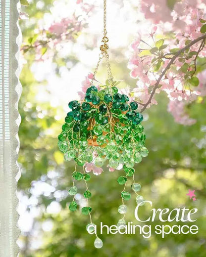 🔥Last Day 50% OFF| 🌟Mini Woven Basket Beaded Plant Suncatcher - Longer Strands🍀☀️
