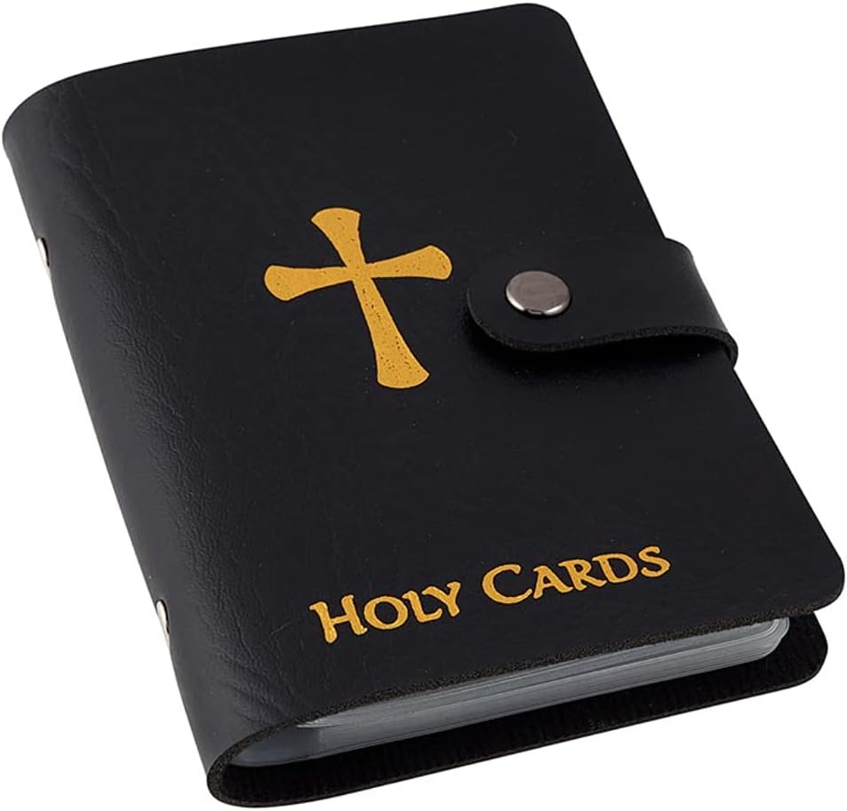 ✝️🙏Catholic Faux Leather Holy Card Holder – Pocket Prayer Card Organizer with Snap Closure