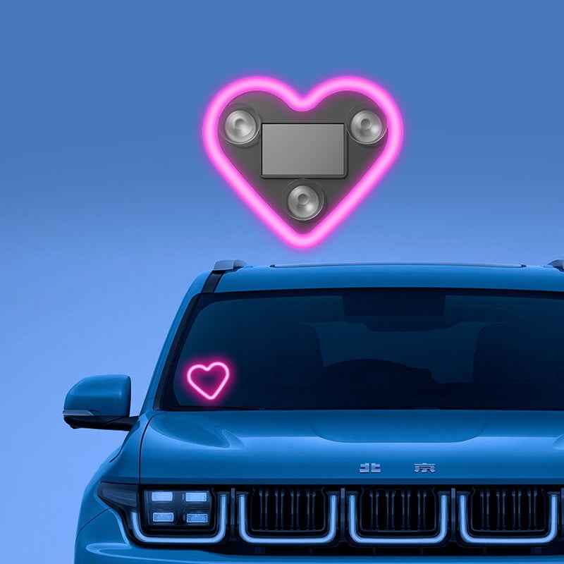 🔥 Solar Powered Wireless LED Heart Shape C-Pillar Neon Light