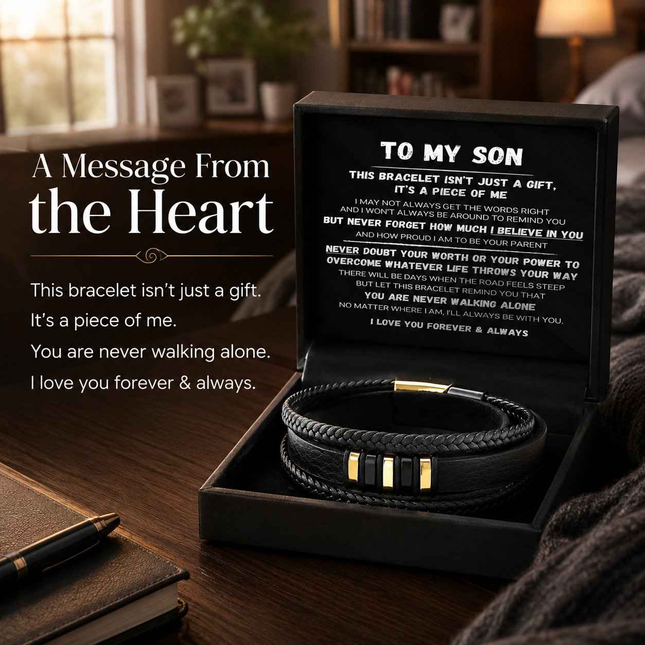 ✨Last Day 49 % OFF🖤To My Son — Handmade Never Walk Alone Braided Bracelet
