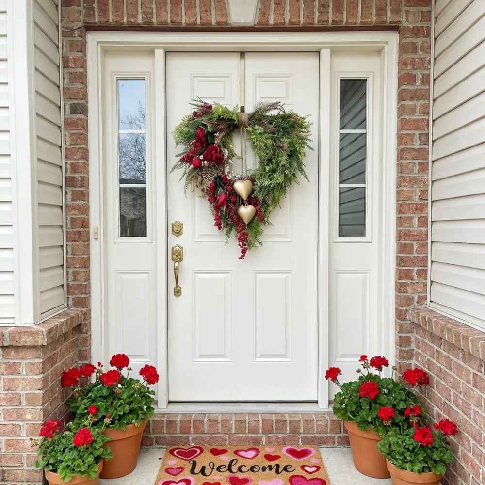 ❤️ Mother’s Day Farmhouse Heart Wreath: Gold Bells, Red Roses & Berries🎉