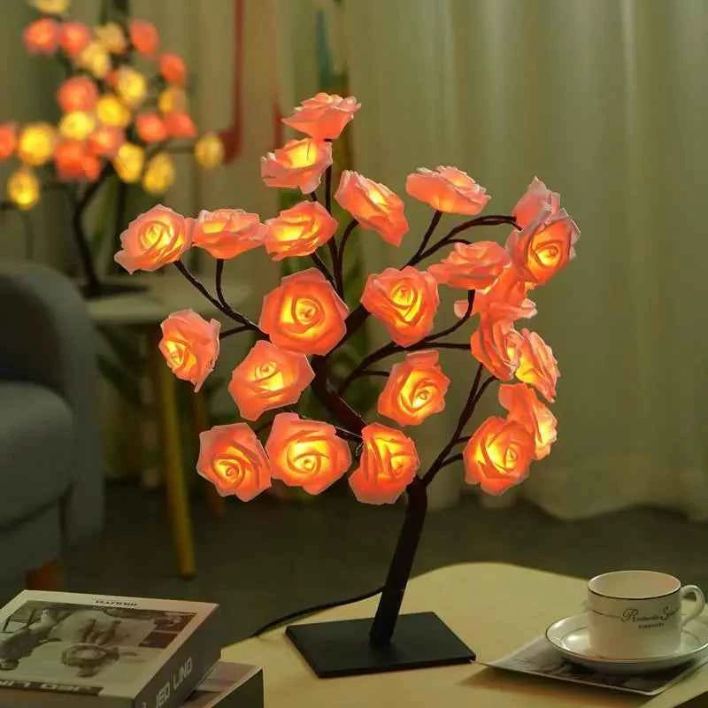 ✨ Rose Flower Tree Lamp | Romantic Bedroom Night Light