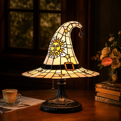 🎃55% OFF Hot Sale✨Viral Stained Glass Witch Hat Lamp| Halloween Home Decor 2026🎁