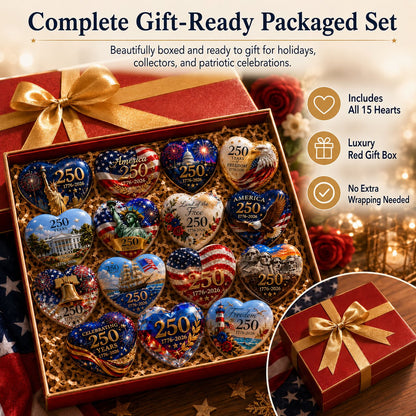 💥🗽America's 250th Anniversary Heart Ornament Collection 🎁 Limited Edition Keepsakes