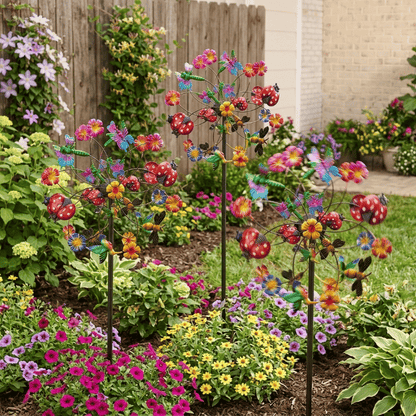 ☀️🌀Outdoors Wind Spinners with Decorative Flowers🌸(Includes bracket)87cm