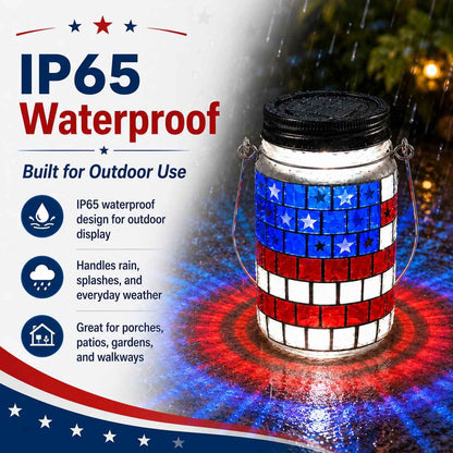 🎆 4th of July Solar Patriotic Mason Jar Lantern🏮