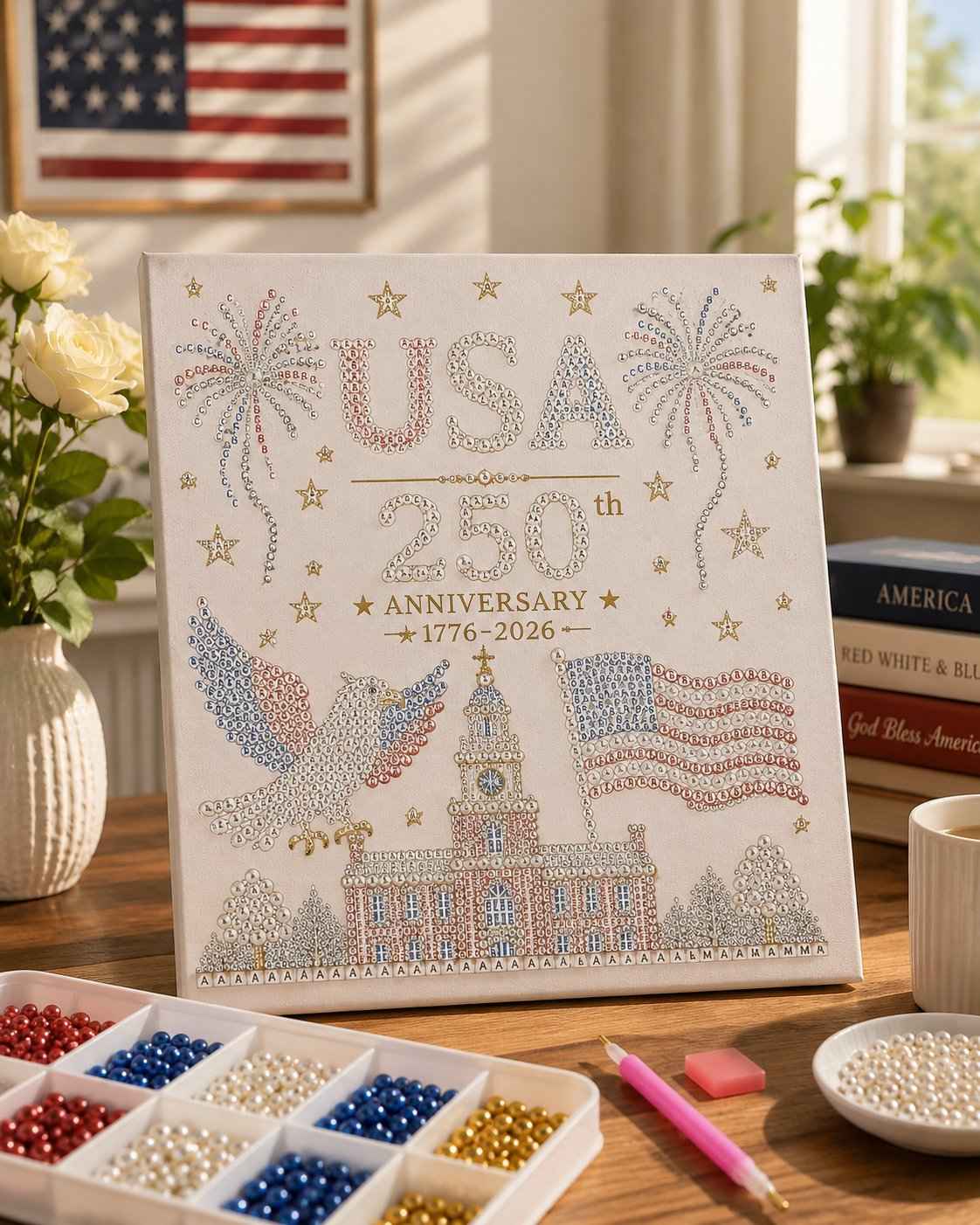 🔥Hot Sale 50% OFF-🥳 🇺🇸 USA 250th Anniversary DIY Pearl Painting Kit ✨❤️‍🔥