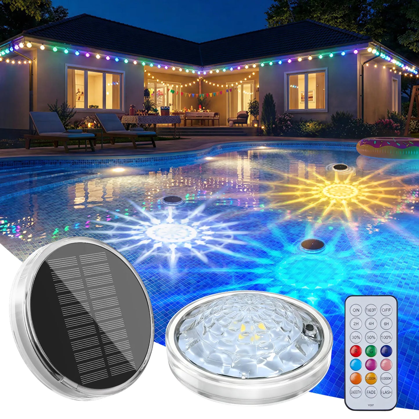 💥Limited Time 49% OFF🌈 Solar Floating Pool Lights | RGB Remote Control