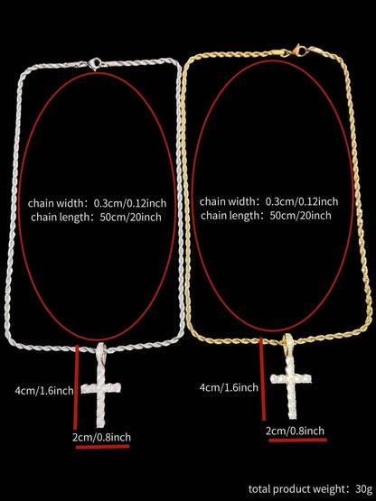 💎 Cross Twist Chain Pendant Necklace | Trendy Hip Hop Style