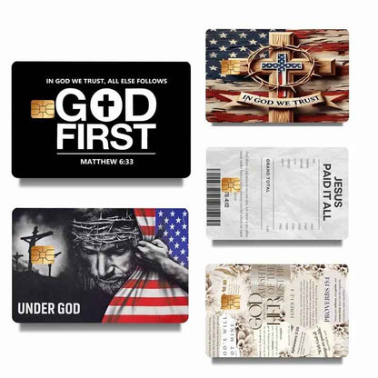 🔥 Buy 1 Get 1 FREE – Faith & Patriot Credit Card Sticker Set ✝️🇺🇸