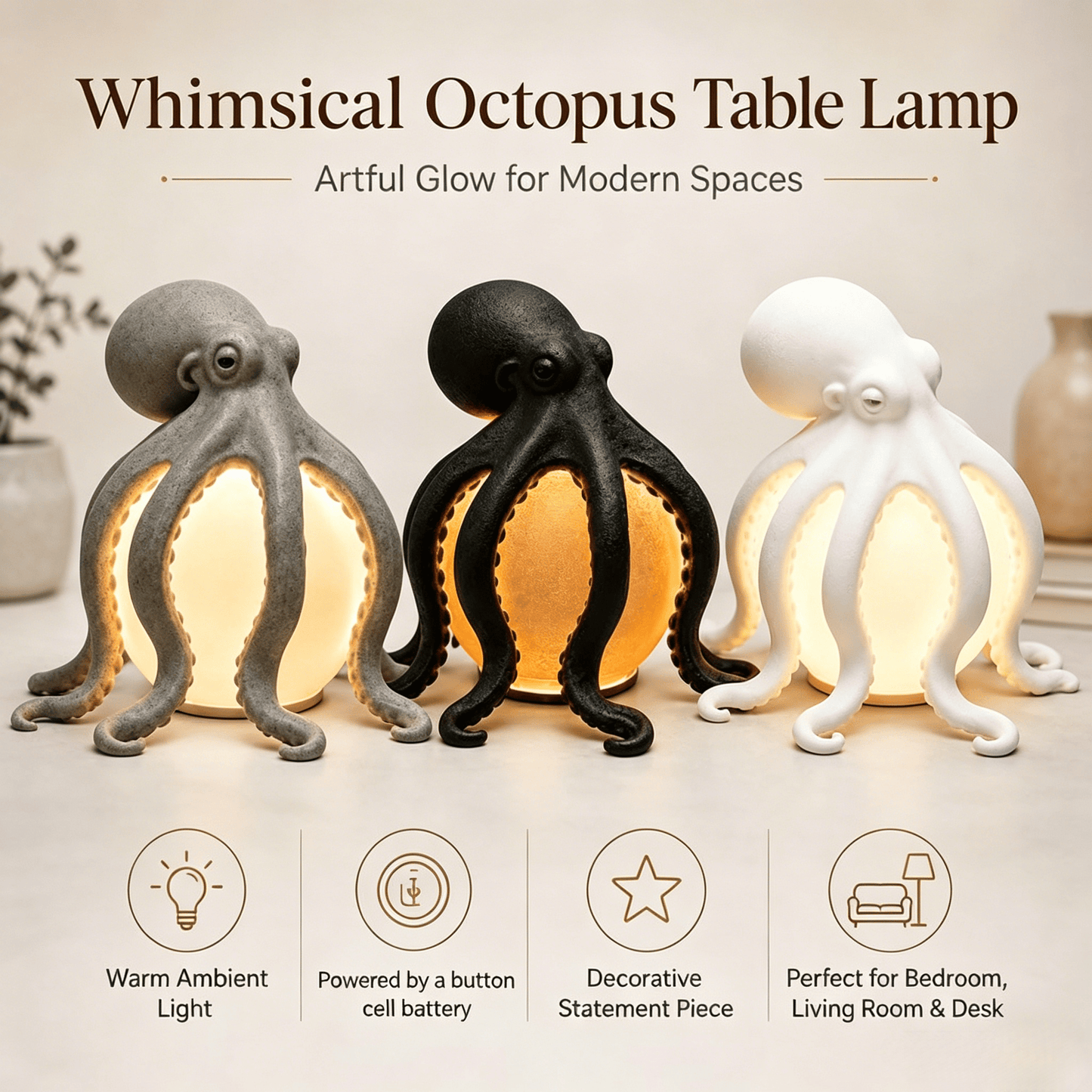 🎁🎉Only $21.99 This Week🌟🐙 Ocean Sculpture Octopus Ambient Table Lamp