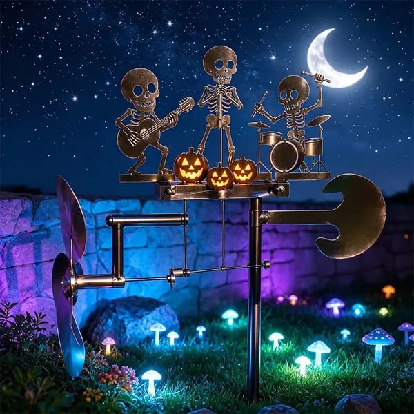 🔥HOT SALE 49% OFF💀🎃Halloween Skeleton Metal Drummer Kinetic Wind Spinner-✈️ (Free Delivery Fee)