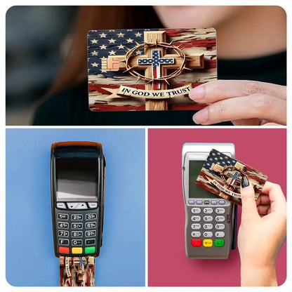 🔥 Buy 1 Get 1 FREE – Faith & Patriot Credit Card Sticker Set ✝️🇺🇸