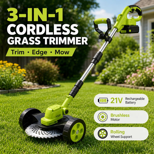 🌿⚡Trim, Edge & Clean Up Your Yard Faster ⚡ Cordless 3-in-1 Lawn Trimmer with Battery