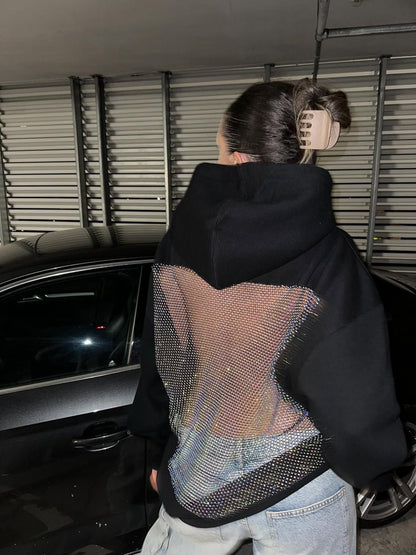 💥 50% OFF Final Sale – Crystal Mesh Hoodie ✨