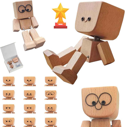 🔥Last Day 50% OFF - Shaking Feet Wooden Doll - Sways with 12 Pcs Magnetic Expressions