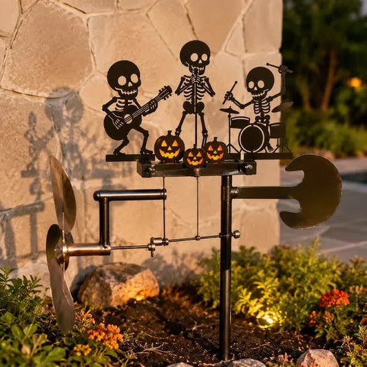 🔥HOT SALE 49% OFF💀🎃Halloween Skeleton Metal Drummer Kinetic Wind Spinner-✈️ (Free Delivery Fee)