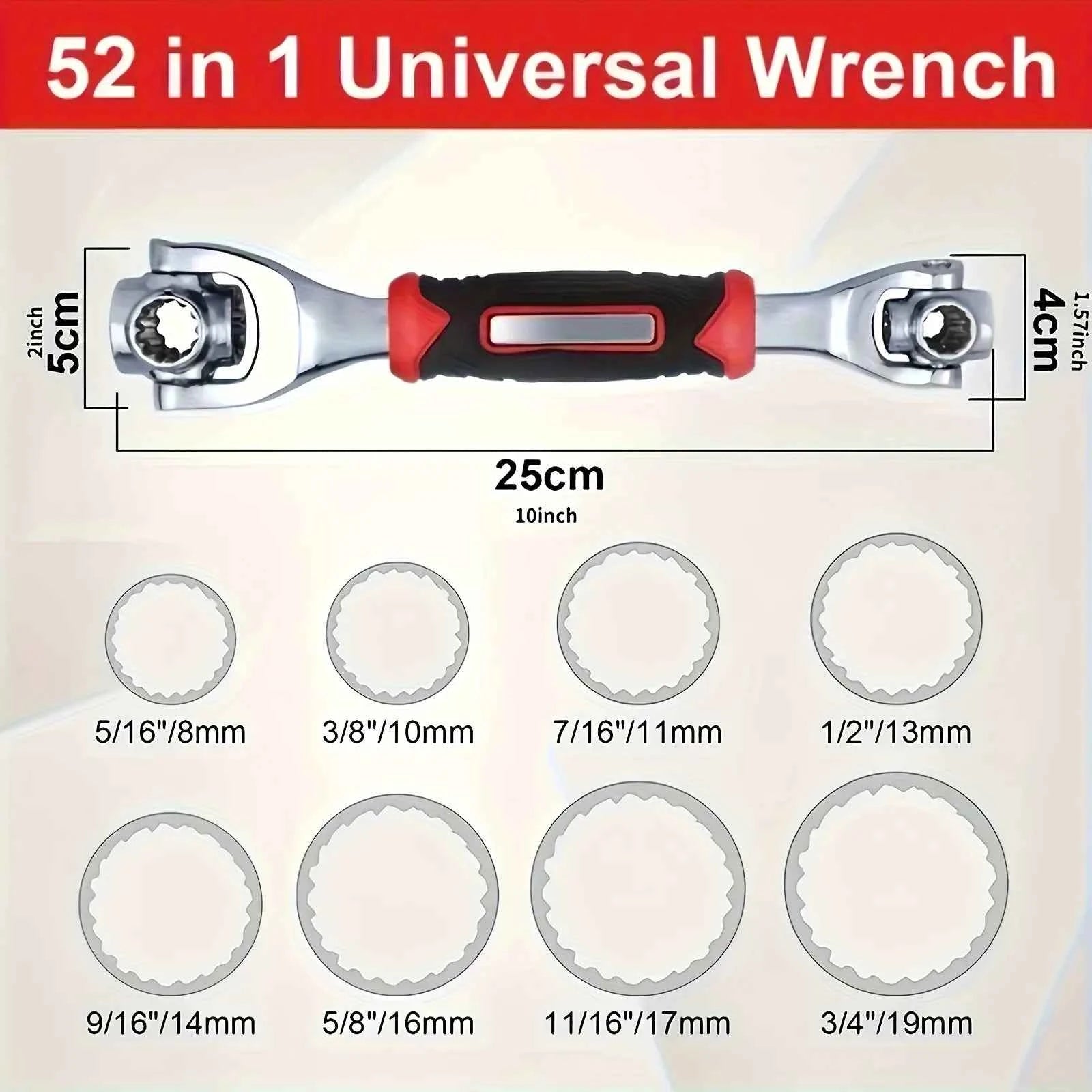 🔧 52-in-1 Universal Socket Wrench | 360° Rotating Multi-Tool