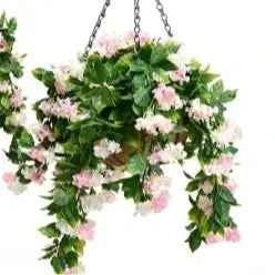🌸 Artificial Hanging Flowers | Crepe Myrtle Basket Set for Outdoor Decor