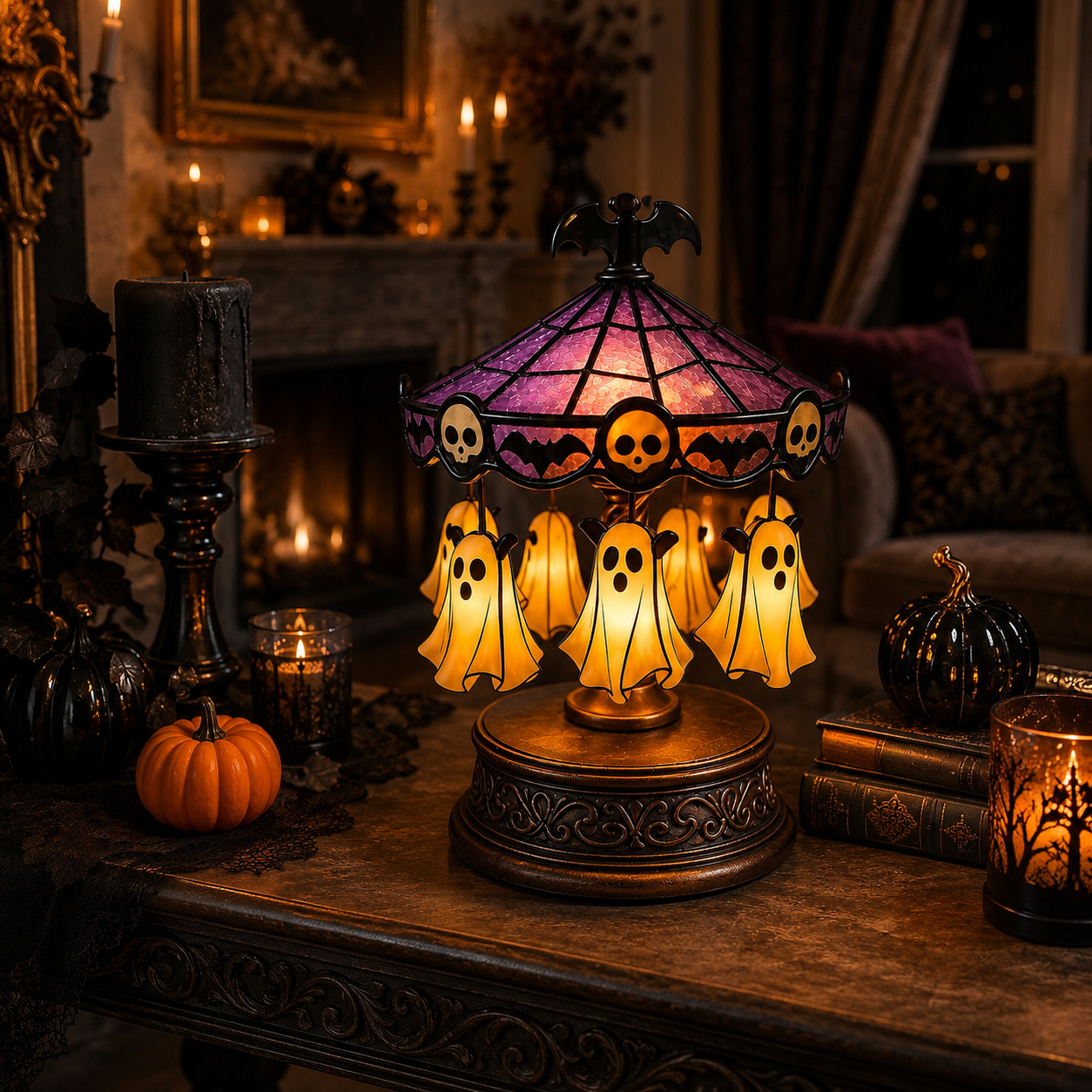👻 Ghost Carousel Night Light – Add Magical Halloween Glow to Your Room 🎃