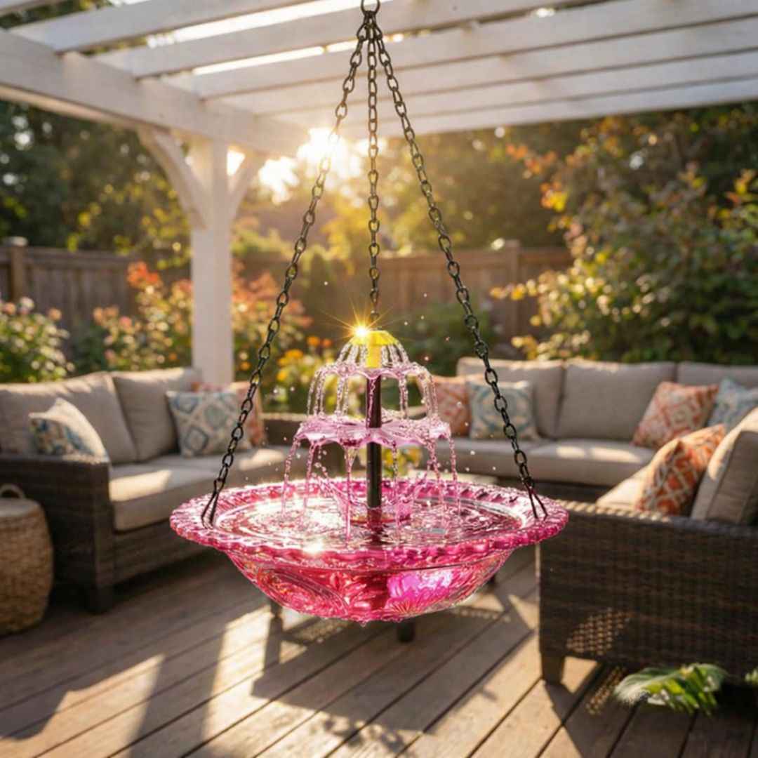 🐦 Solar Bird Bath Fountain | Hanging Cascade Garden Decor