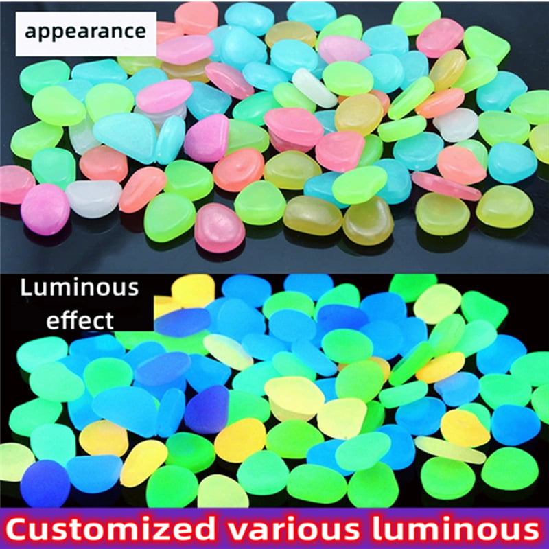 Set of 50/100/200/300/500 Extra-Large, Dreamy, Glowing Pebbles for Garden Paths, Aquariums, and Starry Night Lighting