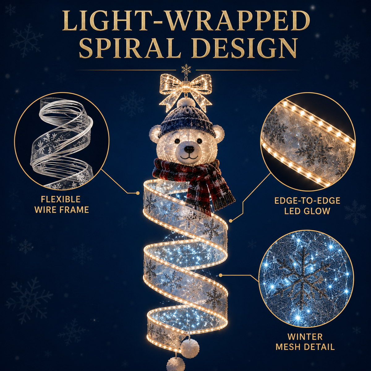 ✨Last day for 53% off🎄 Christmas Magic Spiral Hanging LED Light – 3 Festive Designs ✨