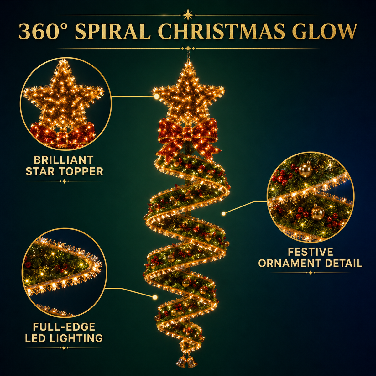 ✨Last day for 53% off🎄 Christmas Magic Spiral Hanging LED Light – 3 Festive Designs ✨