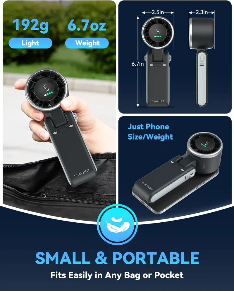 🌬️Powerful Portable Fan for Instant Cooling|  comfort with 5 customizable fan speeds.