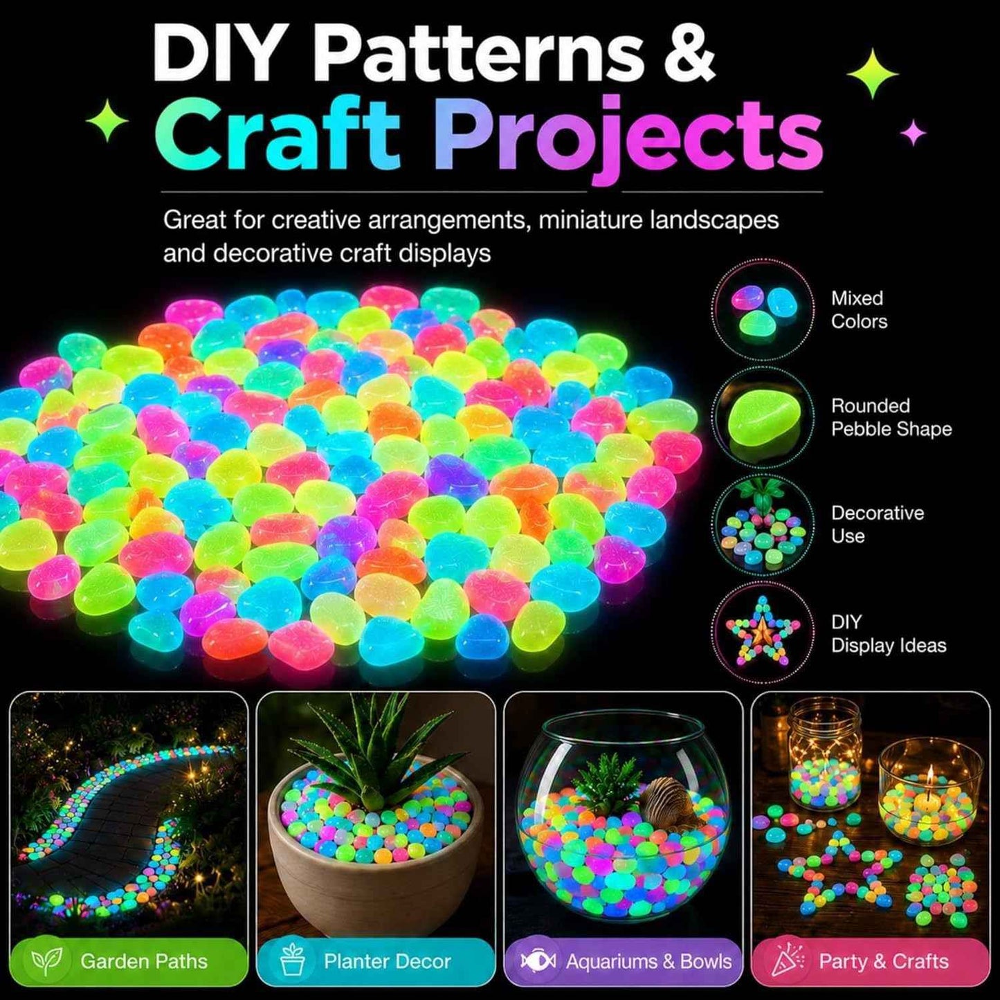 (🎁Last Day 49% OFF)🌈Colorful Glow-in-the-Dark Garden Stones