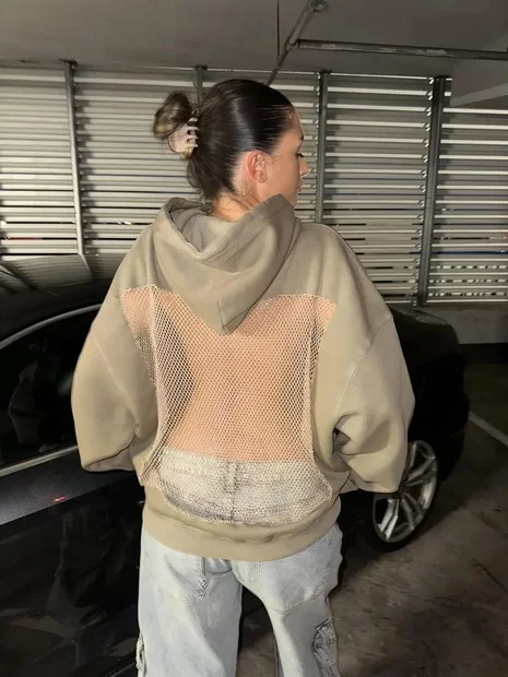💥 50% OFF Final Sale – Crystal Mesh Hoodie ✨