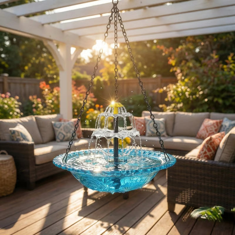 🔥💐SPRING DAY SALE- ONLY 💲26.99!⚡50K+ SOLD!🐦Solar Cascade Hanging Bird Bath Fountain
