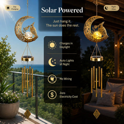 🌙✨ Moon Courtyard Solar Wind Chime 🎐 Add Magic to Every Evening