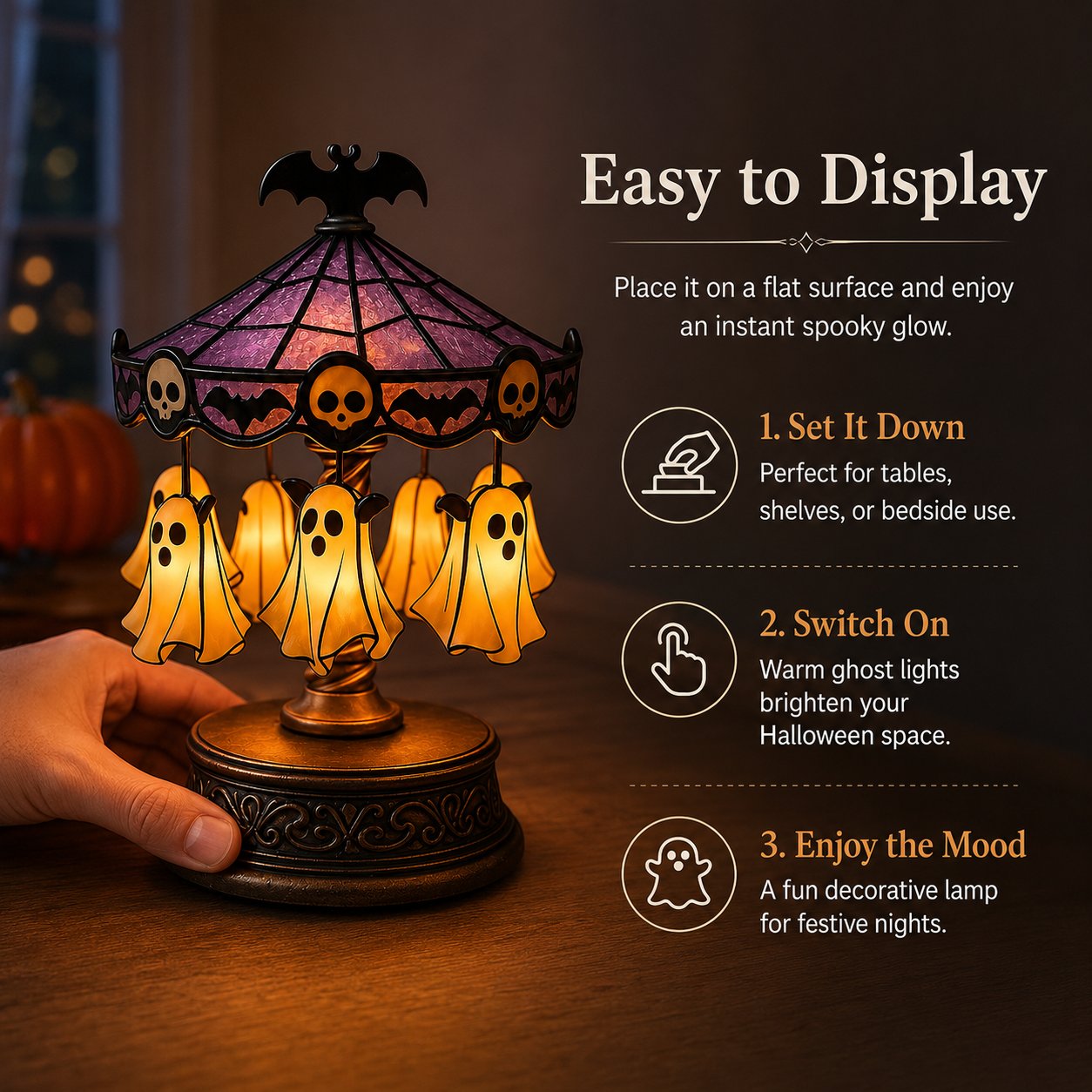 👻 Ghost Carousel Night Light – Add Magical Halloween Glow to Your Room 🎃