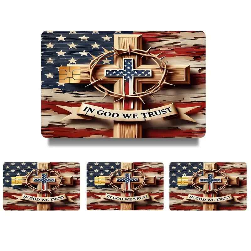 🔥 Buy 1 Get 1 FREE – Faith & Patriot Credit Card Sticker Set ✝️🇺🇸