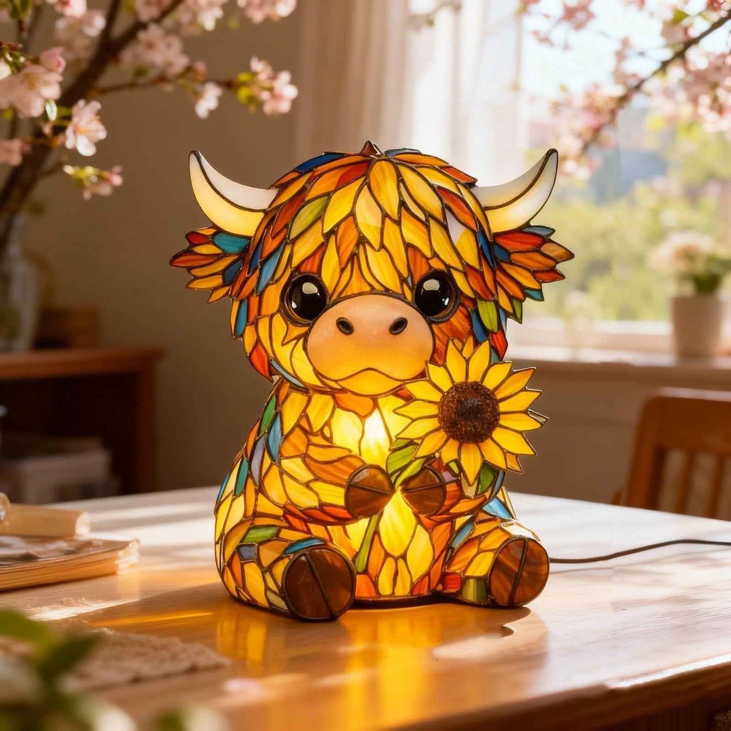 🌻Mother's Day Sale 49% OFF- 🐮Creative Highland Cow  Sunflower LED Night Light
