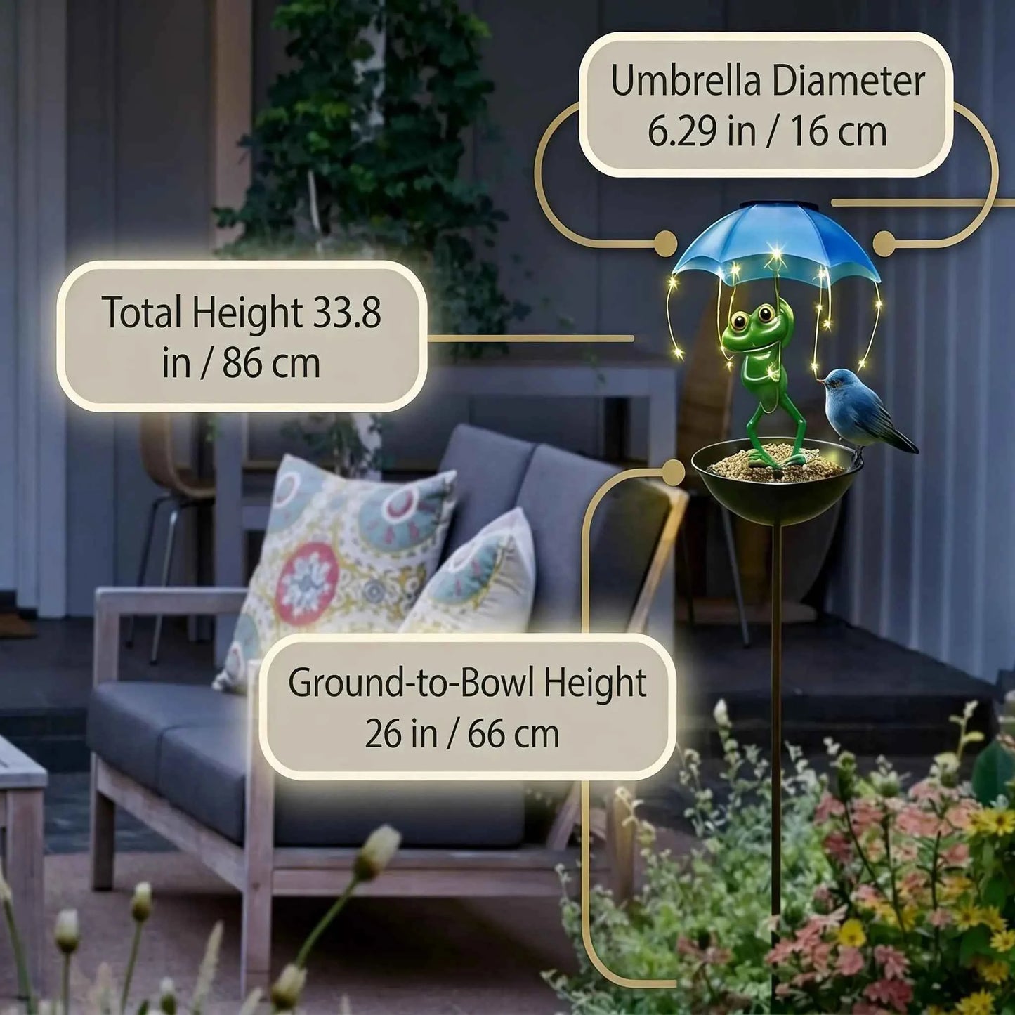 🐸 Solar Frog Statue | Waterproof Garden Light & Feeder